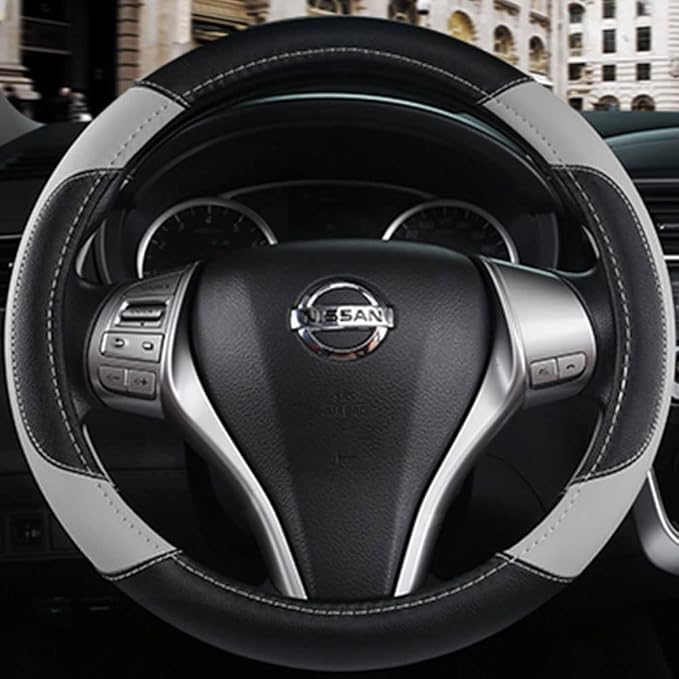 Leather Car Steering Wheel Cover, Non-Slip Car Wheel Cover Protector Breathable - Image 4