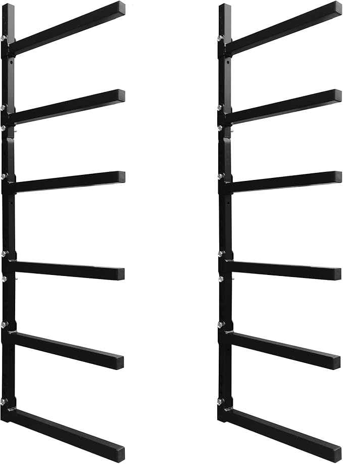 6-Tiered Collapsible Wall Mount Lumber Storage Metal Rack, 6-Level Foldable by LOCKIETTA