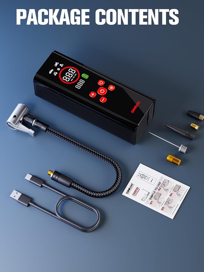 GOOLOO AP150 PRO Tire Inflator Portable Air Compressor, Upgraded UI Color LED - Image 9