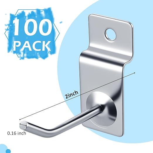 Moxweyeni 100 Pcs Heavy Duty Slatwall Panel Hooks Hanging Metal Slat Wall - Image 2