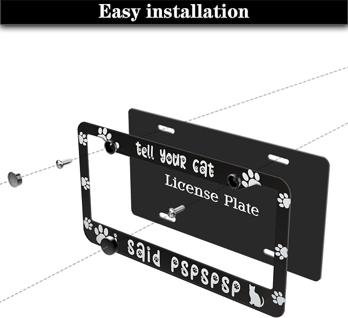 License Plate Frames Black and White License Plate Cover Tell Your Cat I Said - Image 7