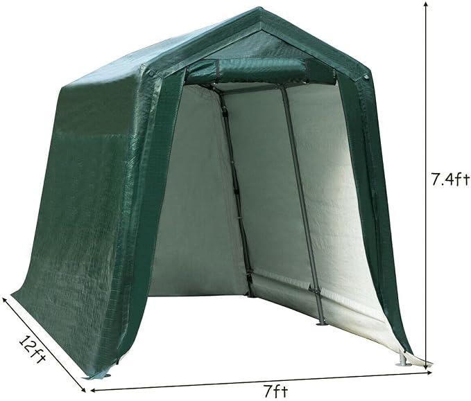 ERGOMASTER 7 Ft x 12 Ft Outdoor Carport Patio Storage Shelter Metal Frame and - Image 6