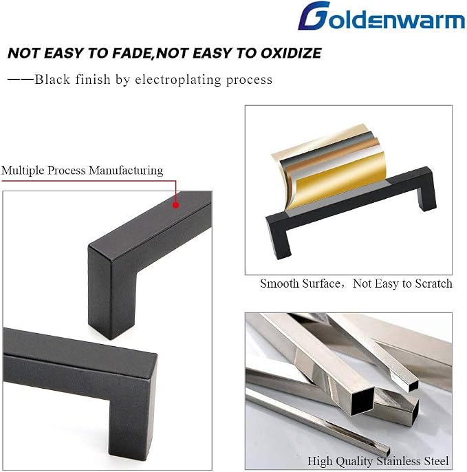 goldenwarm 15 Pack Black Cabinet Knobs Kitchen Cabinet Handles Stainless Steel - Image 4