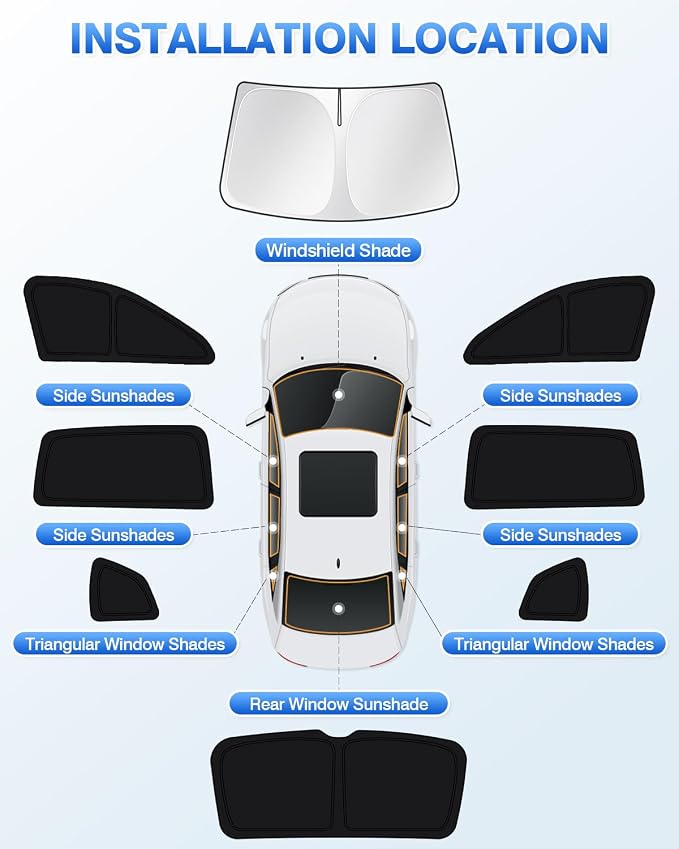 Windshield Sun Shade for 2018-2023 Volkswagen VW Tiguan Side Rear Window Shade - Image 6
