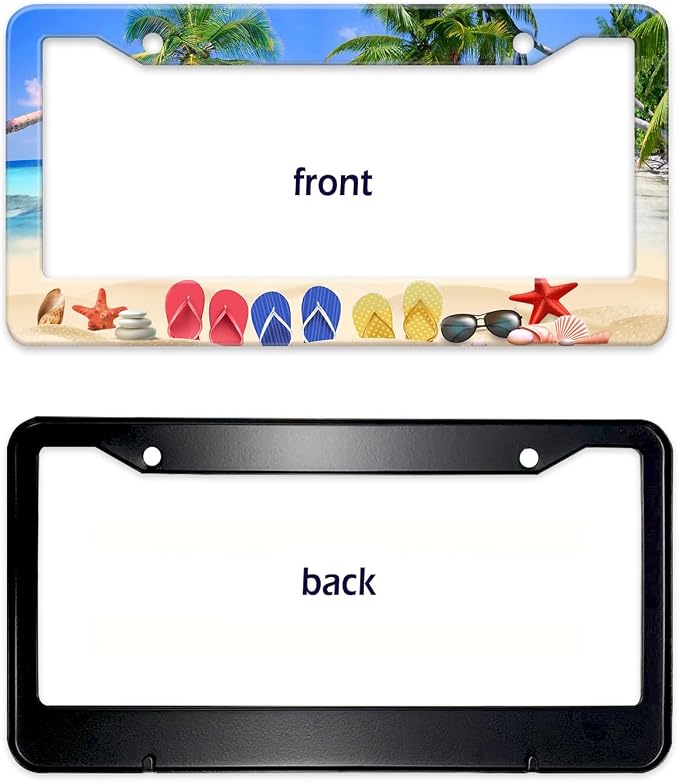 Beach Flip Flops License Plate Frame, Ocean Beach Vacation Scene License Plate - Image 8