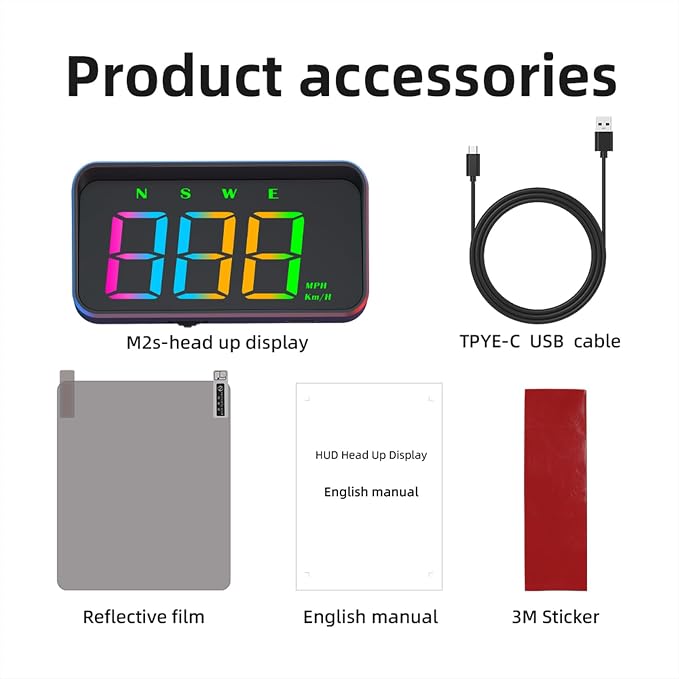 Heads Up Display M2S, GPS Speedometer Multi-Segment Alarm Settings, Fully - Image 9