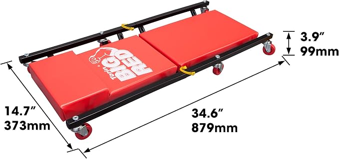 BIG RED 36" 2-Piece Padded Rolling Garage/Shop Creeper, Mechanic Cart - Image 2