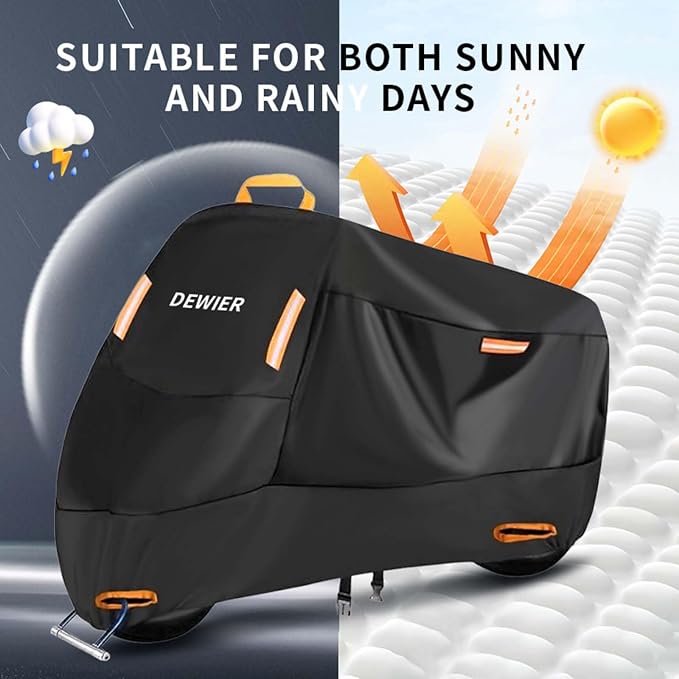 Motorcycle Cover Waterproof Outdoor, 420D Heavy Duty, All Season Protection - Image 4