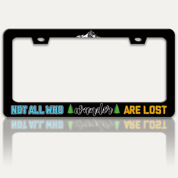 Not All Who Wander are Lost License Plate Frame Mountains Compass License Plate by RTINRAN