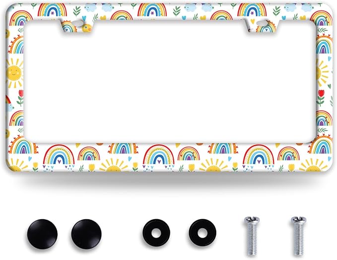 Cute Rainbow License Plate Frame Personalized License Plate Frames Colorful by NINANMY