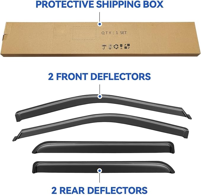Window Visors Rain Guards for 2015-2025 Ford F150 SuperCrew, Out-Channel Sun - Image 6