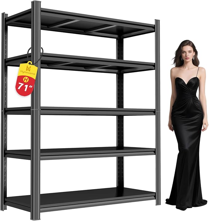 2500lb Capacity Heavy Duty Industrial Shelves | 5-Tier Steel Storage Rack | by HYMNXEMO