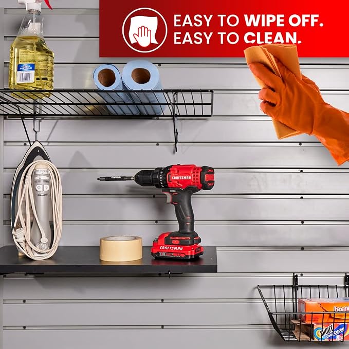 DLDIRECT Slatwall Panel Garage Wall Organizer: Heavy Duty Wall Mounted PVC Rack - Image 9