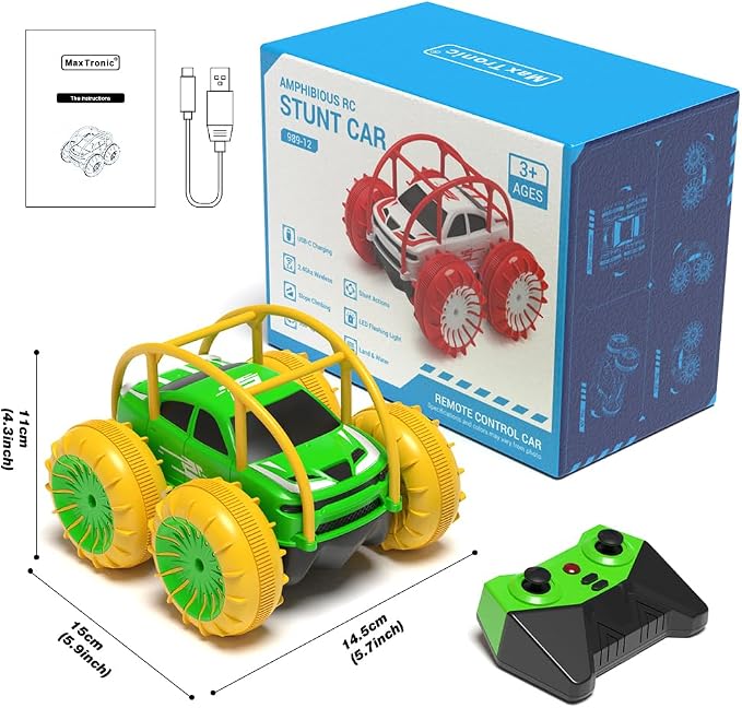 MaxTronic Amphibious Remote Control Car, Rechargeable RC Cars Toy 360° Flips - Image 6