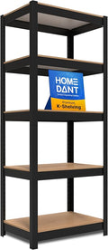 HOMEDANT House Black 5 Tier 24.4" W Laminated Metal Shelving Unit Adjustable by TheBestOrganizingSolution