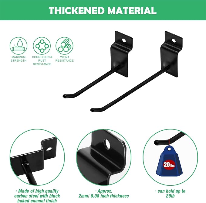 Yuahar Slatwall Hooks 50Pcs 4/6 Inch Slatwall Accessories Heavy Duty Slat Wall - Image 3