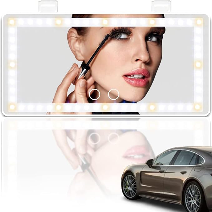 Car Visor Mirror with Rechargeable LED Light by Feisate