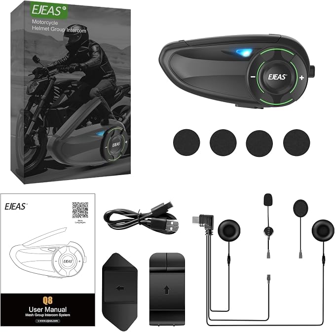 EJEAS Q8 1PC Motorcycle Bluetooth Headset, Upgraded Mesh 3.0 Intercom System - Image 7