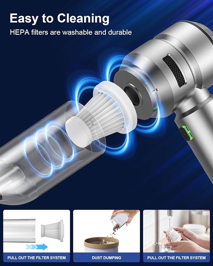 Car Vacuum, 3 Suction Modes, Portable Mini Cordless Cleaner - Image 6