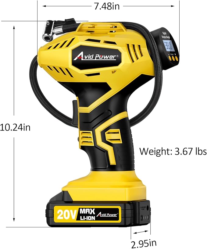 AVID POWER Cordless Tire Inflator Portable Air Compressor, 20V Rechargeable - Image 8