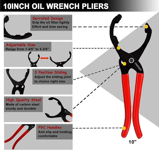 5Pcs Adjustable Oil Filter Pliers Set, Universal Oil Filter Removal Tool - Image 5