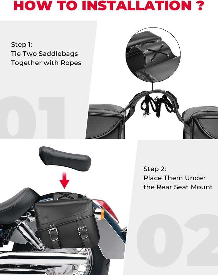 KEMIMOTO Motorcycle Saddlebags, 30L Large Capacity Saddle Bags Motorcycles - Image 4
