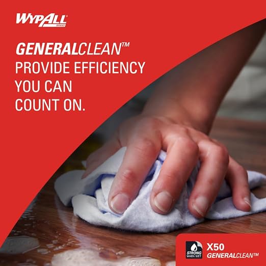 WypAll GeneralClean X50 Cloths Cleaning Wipes, Strong Towels - Image 4