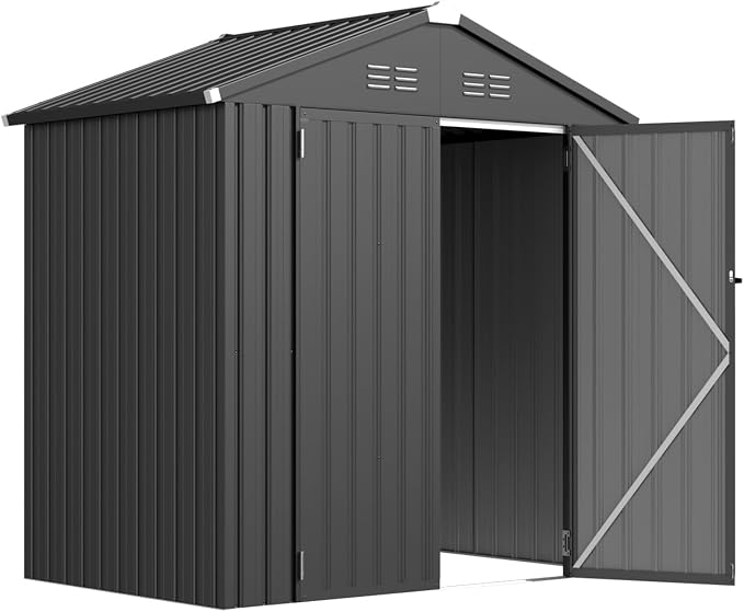 AECOJOY Shed 6' x 4' Storage Shed, Dark Grey Metal Sheds & Outdoor Storage - Image 7