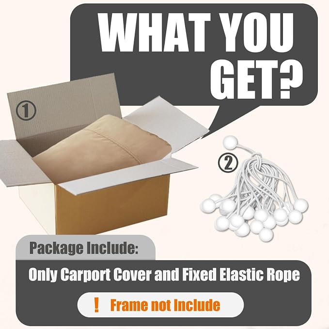 Carport Canopy 10'x20' Heavy Duty Replacement Cover, Beefull Carport - Image 7
