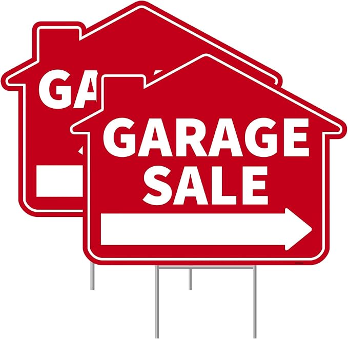 2PC Garage Sale Yard Sign with Stakes, 17 Inches by 13 Inches by Venicor