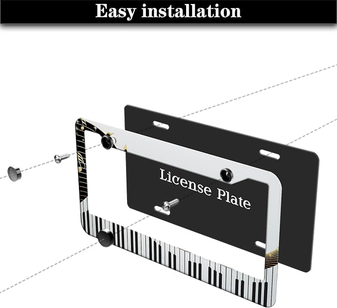License Plate Bracket Black and White License Plate Frames Beautiful Piano Keys - Image 7
