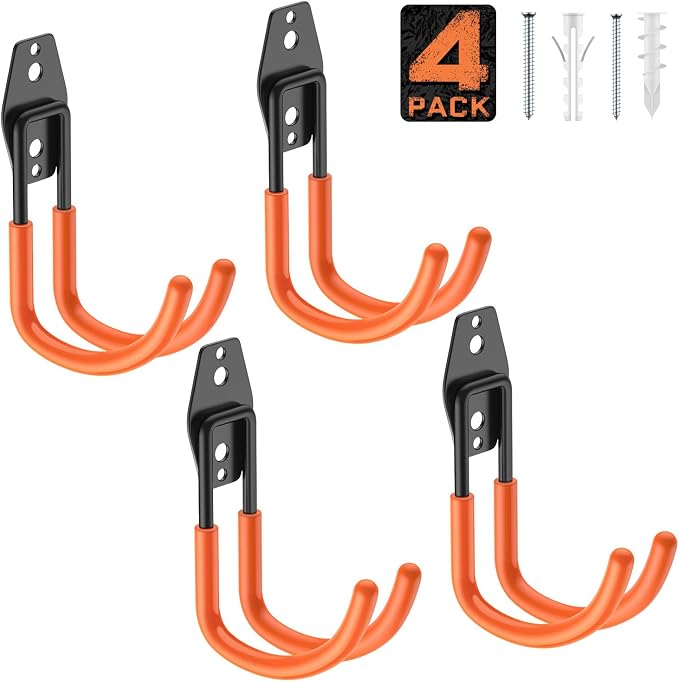 4 Pack 5.5x4.1 Inch Utility Steel Wall Mount Heavy Duty Garage Hooks by Cpais