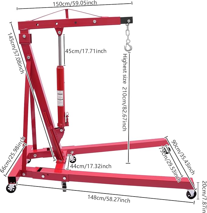 Folding Engine Crane 1 Ton Folding Engine Hoist 2200lbs Hydraulic Crane - Image 3