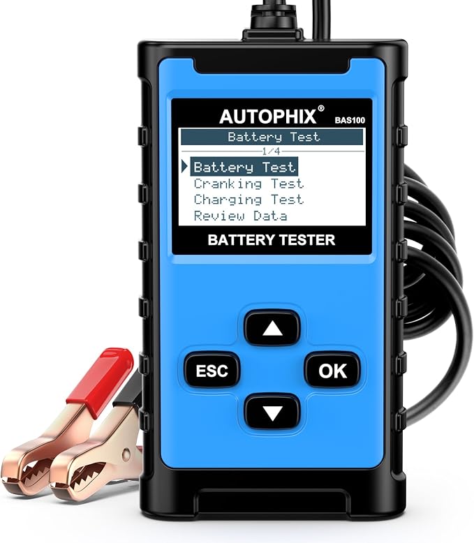 AUTOPHIX BAS100 Car Battery Tester, 12V 24V Load Tester, 100-2000 CCA Digital by AUTOPHIX