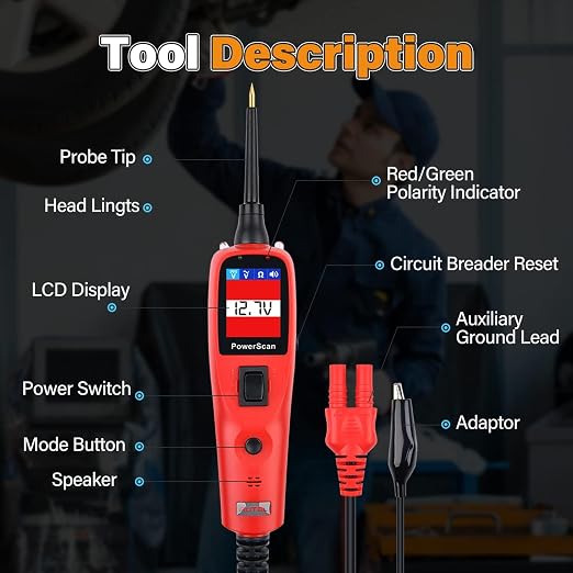 Autel PowerScan PS100 Automotive Circuit Tester 2.0, 12-24V Power Circuit Probe - Image 8