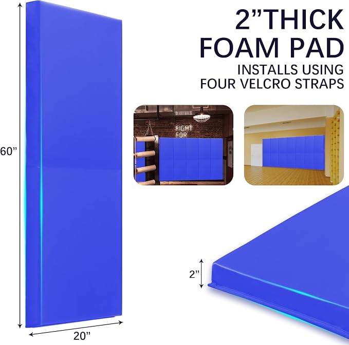 PROGOAL 60"/72" High Gym Wall Padding 2"/4" Thick Foam Basketball Court Wall - Image 5