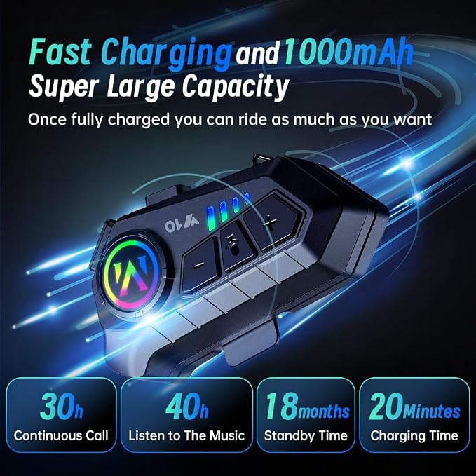 Motorcycle Helmet Bluetooth Headset, Outdoor Wireless Bluetooth 5.3 Headphone - Image 2
