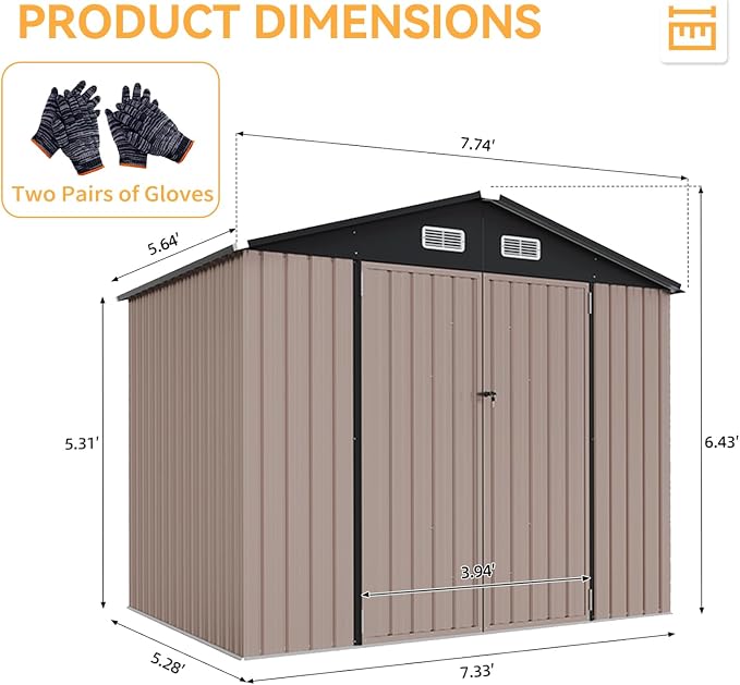 Aoxun 7x5 FT Outdoor Storage Shed - Image 6