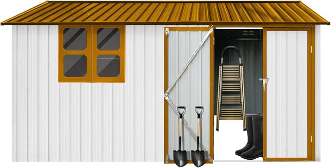 10x12 FT Outdoor Storage Shed, Large Metal Garden Shed - Image 9