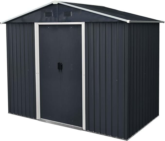 4x8 FT Outdoor Storage Shed, Metal Garden Shed - Image 8