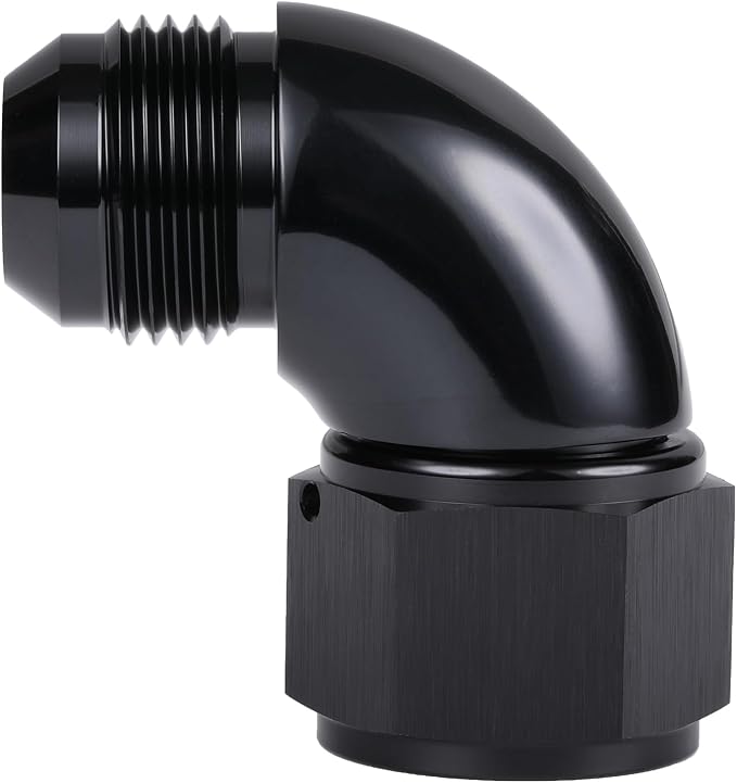 90 Degree 12AN Male to 12AN Female Swivel Full Flow Fitting Adapter Coupler by Podavelle