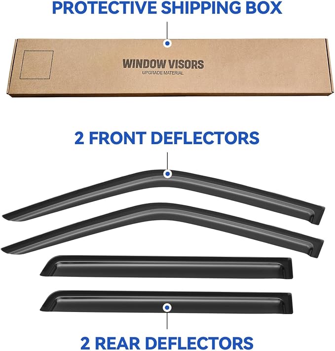 Window Visors Rain Guards for 1996-2004 Nissan Pathfinder, Out-Channel Window - Image 5