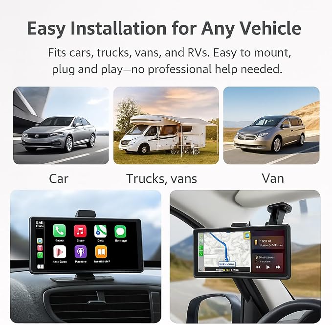 Portable Apple CarPlay & Android Auto – 10.26" Wireless Car Stereo, 4K Dash Cam - Image 5