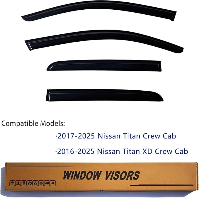 Window Visors Rain Guards fits 2017-2025 Titan, Out-Channel Window Wind - Image 2