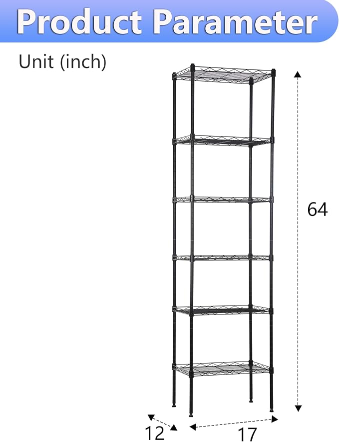BestOffice Metal Garage Shelving 6 Tiers Garage Storage Shelves Heavy Duty 17”D - Image 3