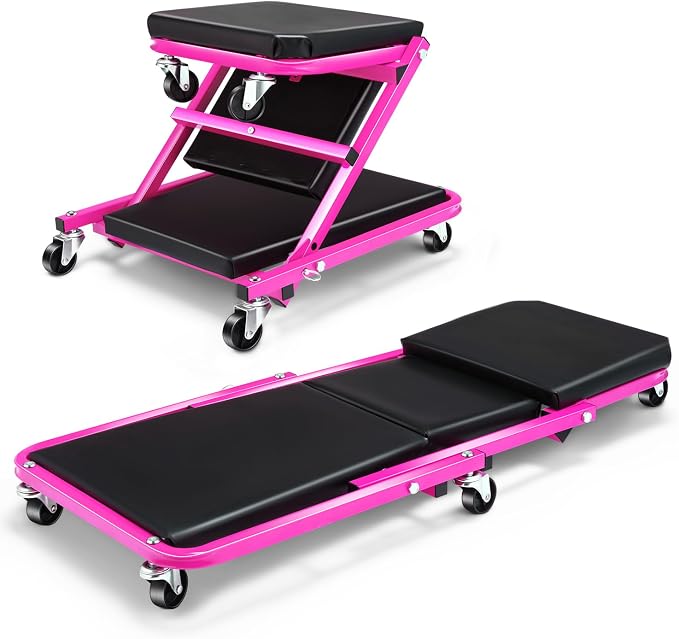 DNA MOTORING 36 Inches 2 IN 1 Rolling Folding Car Creeper/Seat, 150kg Weight by DNAMOTORING-Tools