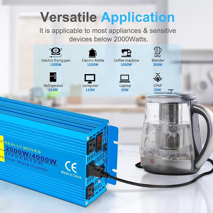 LVYUAN 2000 Watt Pure Sine Wave Inverter 12V to 110V 120V DC to AC - Image 4