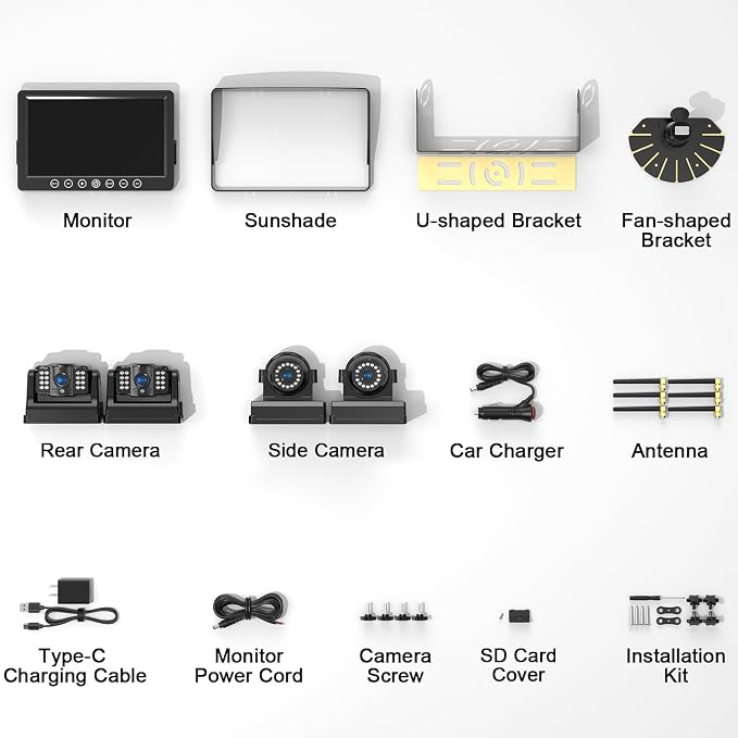 Fookoo HD 1080P 9" Magnetic Wireless Backup Camera, Rechargeable 2 Side View 2 - Image 9