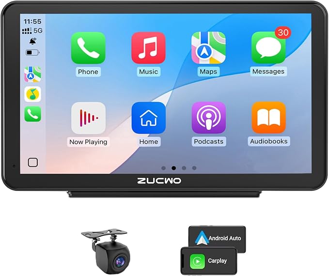 7 Inch Wireless CarPlay Screen for Car, Portable Car Stereo Touch Screen for by ZUCWO