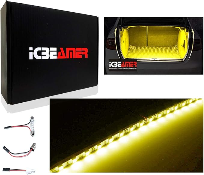 ICBEAMER 12" Amber Yellow 18SMD 2835 LED Strip Light Universal Fit Car Trunk by ICBEAMER